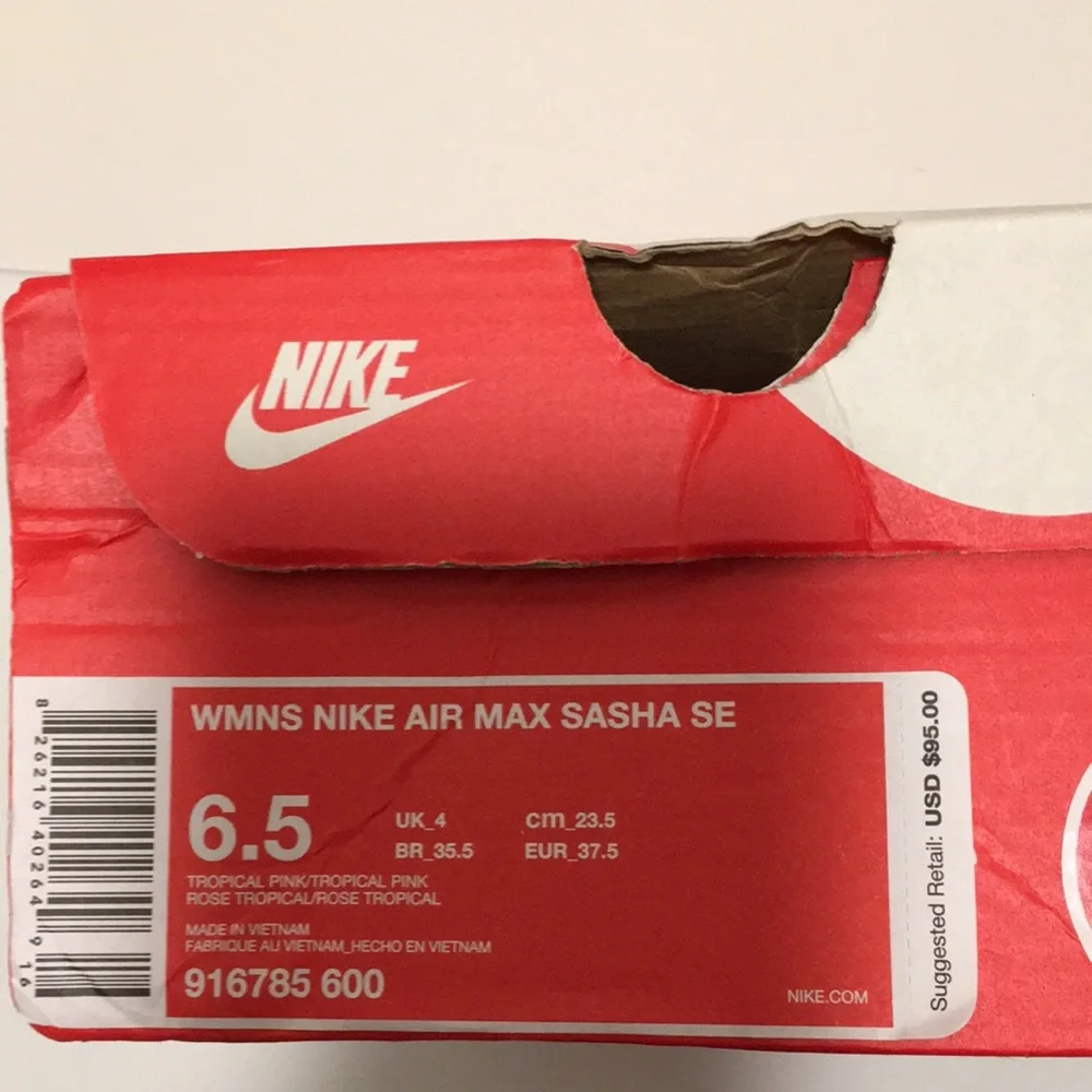 NIKE AIR MAX SASHA SE, Sz 6.5 Tropical Pink/ Rose - Picture 10 of 11